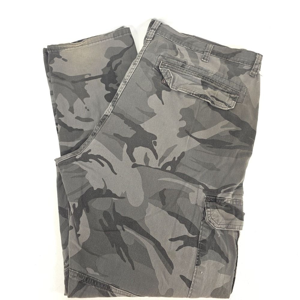 Wrangler Camo Cargo Pants Mens 38x31 (40x32) Gray Black Regular‎ Taper Workwear